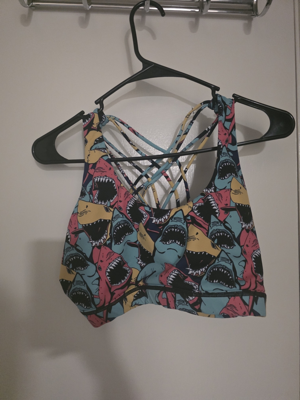 CVG Shark Print Strappy Swim Top - Multicolor